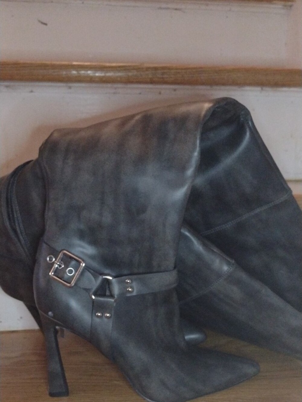 Shoe Dazzle Black Pointed Over-the-Knee Boots